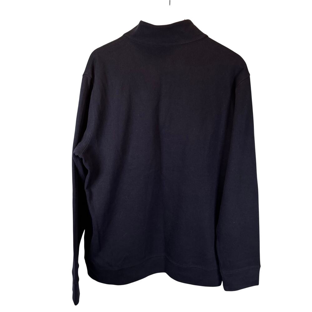 L.L.Bean Mens XL 1/4 Zip Sweater Navy Cotton Blend Mock Neck Pullover Preppy NWT - Picture 4 of 7